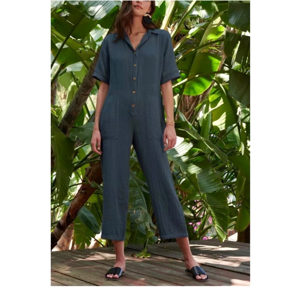 Velvet by Graham & Spencer Minimalist Style Slouchy Cropped Jumpsuit